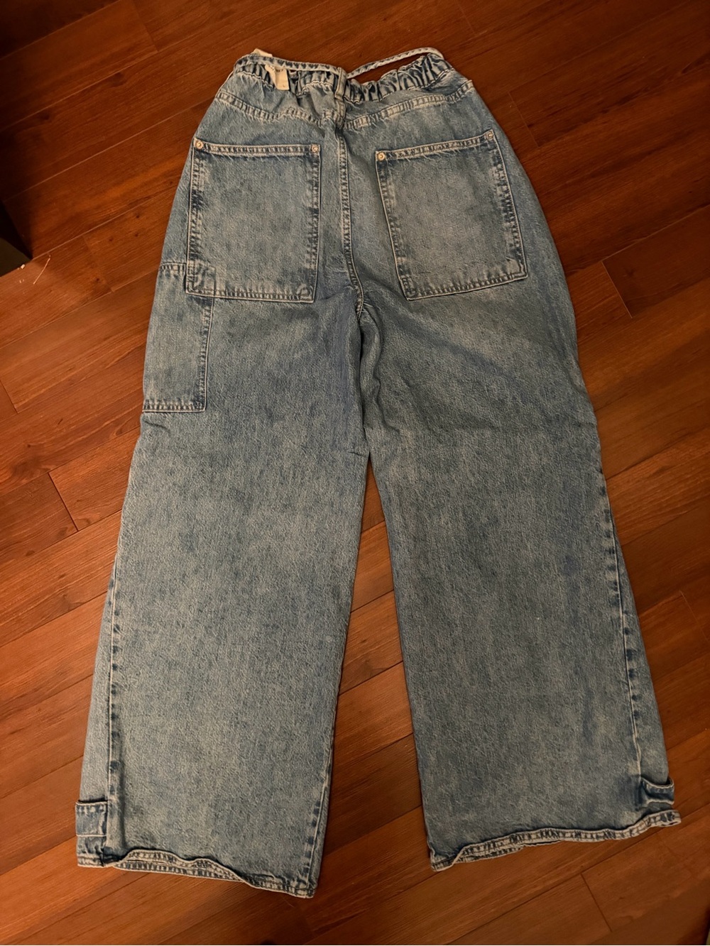 Free People We The Free CRVY Wide Leg Utility Jeans Large Patch Pocket - Picture 3 of 4